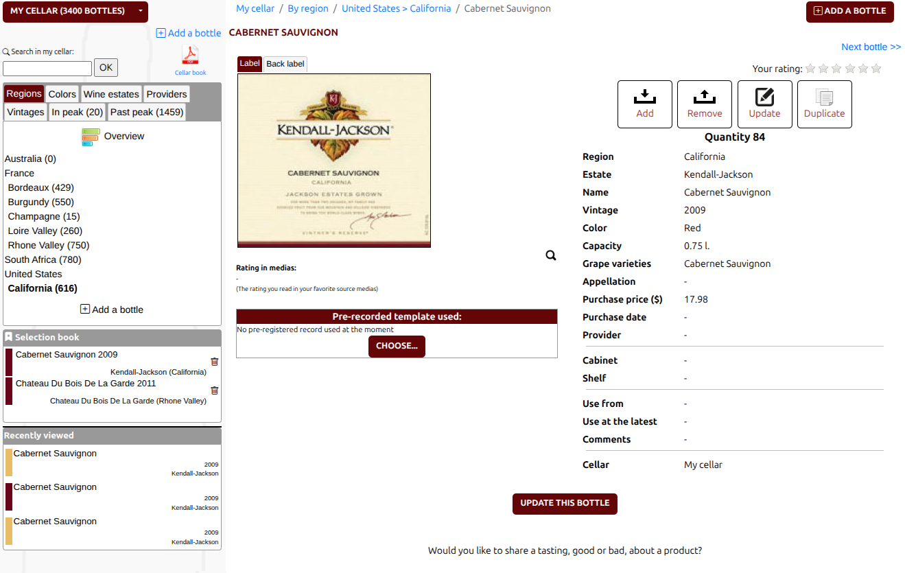 Complete information about your bottle This is a screenshot, please click to go to the next screen.