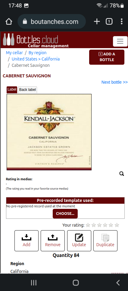 Complete information about your bottle This is a screenshot, please click to go to the next screen.